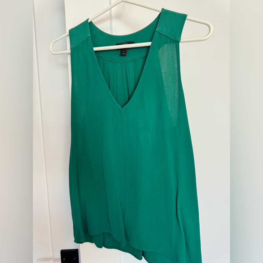 J. Crew Green Pleated shirt